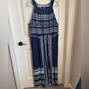 Plus size Lane Bryant Navy and White Print Maxi Dress